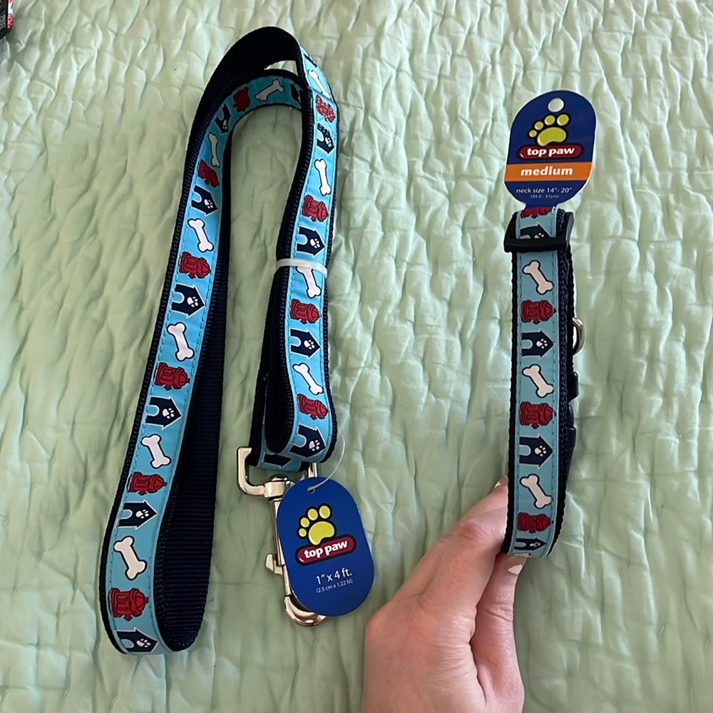 NWT top paw leash and collar